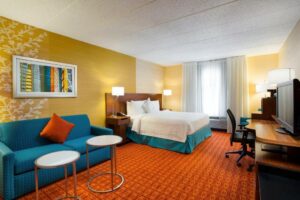 A room at the Fairfield Inn & Suites Chicago Midway Airport.